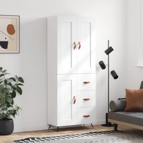 Aparador alto madera contrachapada blanco 69,5x34x180 cm
