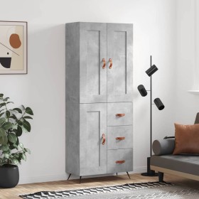 Aparador alto madera contrachapada gris hormigón 69,5x34x180 cm