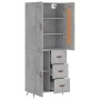 Aparador alto madera contrachapada gris hormigón 69,5x34x180 cm