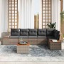 Conjunto de sofá de jardín con cojín 7 pcs Gris Poliratán