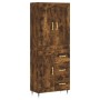 Aparador alto madera contrachapada roble ahumado 69,5x34x180 cm