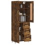 Aparador alto madera contrachapada roble ahumado 69,5x34x180 cm