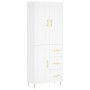 Aparador alto madera contrachapada blanco 69,5x34x180 cm