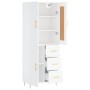 Aparador alto madera contrachapada blanco 69,5x34x180 cm