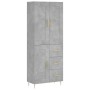 Aparador alto madera contrachapada gris hormigón 69,5x34x180 cm