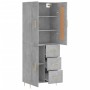 Aparador alto madera contrachapada gris hormigón 69,5x34x180 cm
