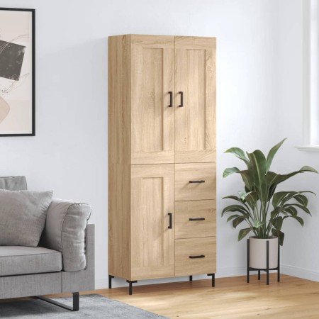 Aparador alto madera contrachapada color roble 69,5x34x180 cm