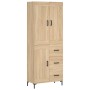 Aparador alto madera contrachapada color roble 69,5x34x180 cm