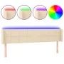 Cream fabric headboard with LED 203x16x78/88 cm by vidaXL, Headboards and footboards - Ref: Foro24-3123263, Price: 71,09 €, D...