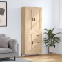 Aparador alto madera contrachapada color roble 69,5x34x180 cm