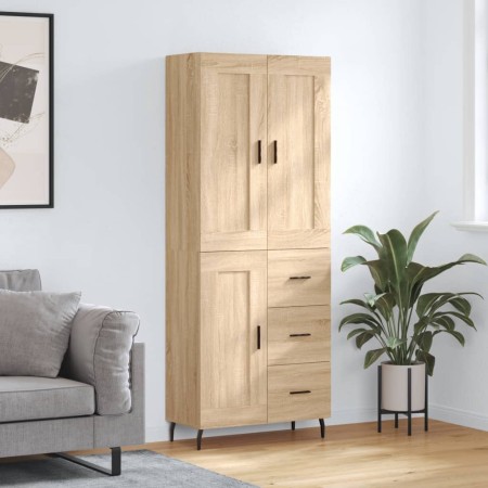 Aparador alto madera contrachapada color roble 69,5x34x180 cm