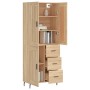Aparador alto madera contrachapada color roble 69,5x34x180 cm