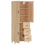 Aparador alto madera contrachapada color roble 69,5x34x180 cm