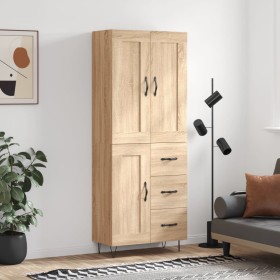 Aparador alto madera contrachapada color roble 69,5x34x180 cm