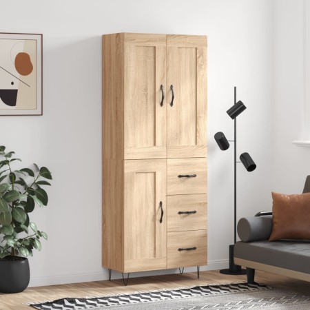 Aparador alto madera contrachapada color roble 69,5x34x180 cm