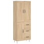 Aparador alto madera contrachapada color roble 69,5x34x180 cm