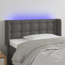 Cabecero con LED cuero sintético gris 93x16x78/88 cm