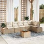 Conjunto de sofá de jardín con cojín 7 pcs Beige Poliratán