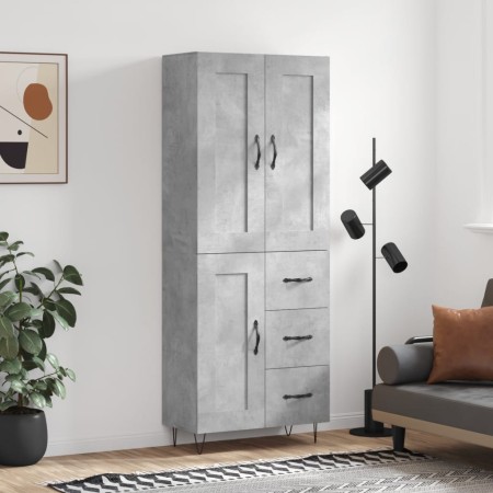 Aparador alto madera contrachapada gris hormigón 69,5x34x180 cm