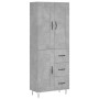 Aparador alto madera contrachapada gris hormigón 69,5x34x180 cm