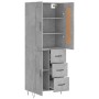 Aparador alto madera contrachapada gris hormigón 69,5x34x180 cm