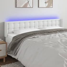 Kopfteil mit LED, weißem Kunstleder, 163 x 16 x 78/88 cm von vidaXL, Kopf- und Fußteile - Ref: Foro24-3123333, Preis: 76,22 €...