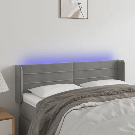 Light gray velvet headboard with LED 147x16x78/88 cm by vidaXL, Headboards and footboards - Ref: Foro24-3123424, Price: 64,65...