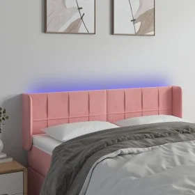 Pink velvet headboard with LED 147x16x78/88 cm by vidaXL, Headboards and footboards - Ref: Foro24-3123289, Price: 74,97 €, Di...