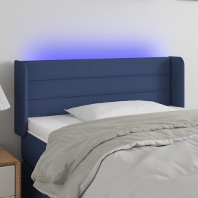 Cabecero con LED de tela azul 93x16x78/88 cm