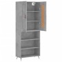 Aparador alto madera contrachapada gris hormigón 69,5x34x180 cm