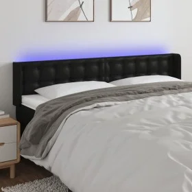 Kopfteil mit LED, schwarzem Kunstleder, 203 x 16 x 78/88 cm von vidaXL, Kopf- und Fußteile - Ref: Foro24-3123344, Preis: 68,4...