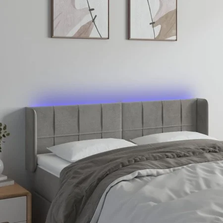 Hellgraues Samtkopfteil mit LED 147x16x78/88 cm von vidaXL, Kopf- und Fußteile - Ref: Foro24-3123284, Preis: 80,22 €, Rabatt: %