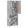 Aparador alto madera contrachapada gris hormigón 69,5x34x180 cm