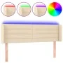 Cream fabric headboard with LED 147x16x78/88 cm by vidaXL, Headboards and footboards - Ref: Foro24-3123379, Price: 74,32 €, D...