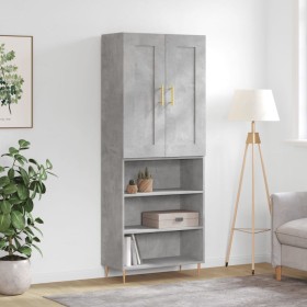 Aparador alto madera contrachapada gris hormigón 69,5x34x180 cm