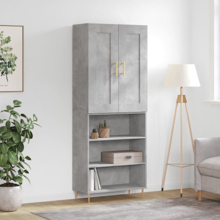 Aparador alto madera contrachapada gris hormigón 69,5x34x180 cm
