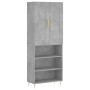 Aparador alto madera contrachapada gris hormigón 69,5x34x180 cm