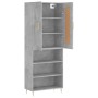 Aparador alto madera contrachapada gris hormigón 69,5x34x180 cm