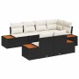Conjunto de sofá de jardín con cojín 7 pcs Negro Poliratán