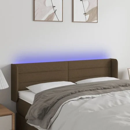 Kopfteil mit LED aus dunkelbraunem Stoff 147x16x78/88 cm von vidaXL, Kopf- und Fußteile - Ref: Foro24-3123377, Preis: 75,53 €...