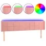 Pink velvet headboard with LED 203x16x78/88 cm by vidaXL, Headboards and footboards - Ref: Foro24-3123307, Price: 87,83 €, Di...