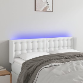 Kopfteil mit LED, weißem Kunstleder, 147 x 16 x 78/88 cm von vidaXL, Kopf- und Fußteile - Ref: Foro24-3123327, Preis: 84,06 €...