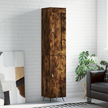 Aparador de madera contrachapada roble ahumado 34,5x34x180 cm