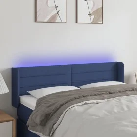 Blue fabric LED headboard 147x16x78/88 cm by vidaXL, Headboards and footboards - Ref: Foro24-3123380, Price: 75,87 €, Discoun...