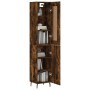 Aparador de madera contrachapada roble ahumado 34,5x34x180 cm