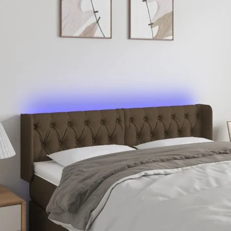 Dark brown fabric headboard with LED 147x16x78/88 cm by vidaXL, Headboards and footboards - Ref: Foro24-3123573, Price: 79,24...
