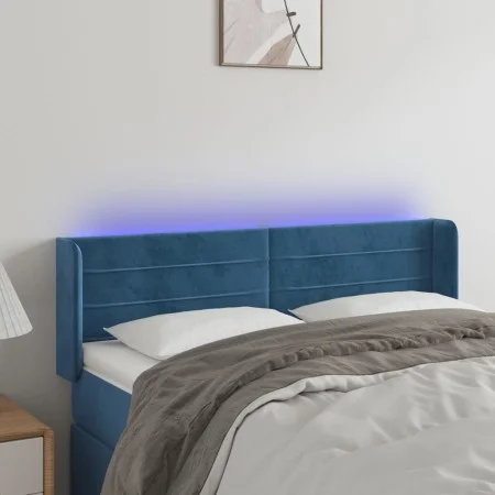 LED-Kopfteil aus dunkelblauem Samt, 147 x 16 x 78/88 cm von vidaXL, Kopf- und Fußteile - Ref: Foro24-3123428, Preis: 68,96 €,...