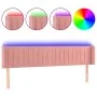Pink velvet headboard with LED 163x16x78/88 cm by vidaXL, Headboards and footboards - Ref: Foro24-3123533, Price: 70,42 €, Di...