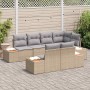 Conjunto de sofá de jardín con cojín 7 pcs Beige Poliratán