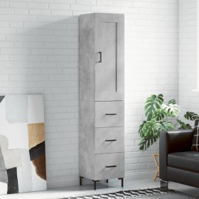Aparador de madera contrachapada gris hormigón 34,5x34x180 cm
